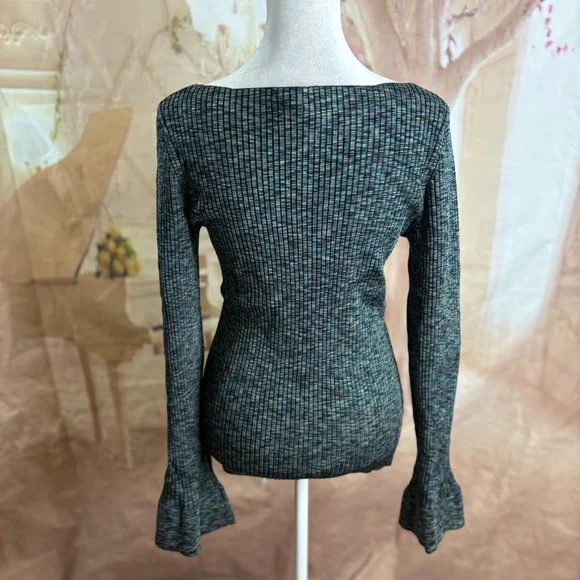 Theory Cabled Print Rib Boat Neck Top Multicolor - Picture 5 of 7